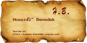 Hosszú Benedek névjegykártya